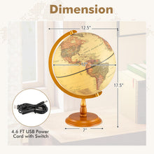 12 Inch Antique Light up Rotating Globe Night Lamp with Wooden Stand - product view 6
