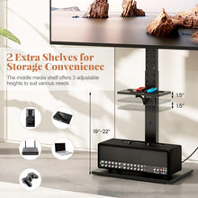 Floor TV Stand with Power Outlet, Universal TV Stand for 32-70 Inch TVs up to 110 lbs, Tilt & Height - product view 6