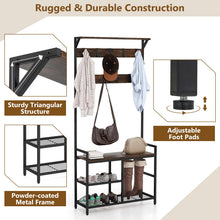 3-in-1 Coat Rack, 71" Hall Tree with Shoe Bench - product view 6