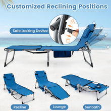 Tanning Chair with Face Arm Holes w/4-Level Backrest & Head Pillow for Pool Beach - product view 7
