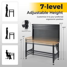 48" Heavy Duty Workbench with AC/USB Outlets and Pegboard - product view 6