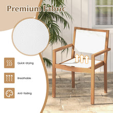 Stackable Outdoor Dining Chair Set, Patio Armchairs w/Acacia Wood Frame, All Weather Fabric, Armrests - product view 6