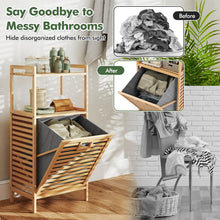 Tilt Out Laundry Hamper Bamboo Laundry Storage Cabinet with 2-Tier Storage Shelves - product view 6