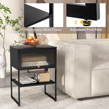 Black Nightstand, Modern End Table with Flip up Door - product view 7