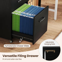 3-Drawer Mobile File Cabinet with Open Storage Shelves - product view 6