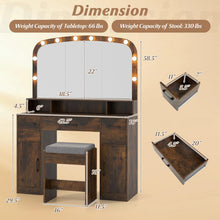 Vanity Desk Makeup Table with Stool 3-Color Lights and Charging Station - product view 6