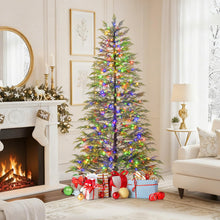 6.5FT / 7.5FT Pre-Lit Hinged Sparse Xmas Fir Tree with Multicolored LED Lights - product view 6