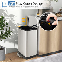 13.2 Gallon/ 50 Liter Trash Can, Stainless Steel Garbage Can with Lock Device & Foot Pedal, Stay Open Trash - product view 6