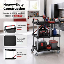 3-Tier Folding Utility Cart w/Swivel Wheels | Tool-Free Assembly - product view 6