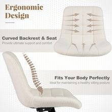 Armless Office Chair, Modern Faux Fur White Vanity Chair with Wheels & Adjustable Height - product view 6