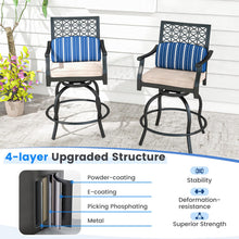 Outdoor Bar Stools, Metal Patio Bar Chairs with Cushion & Lumbar Pillow - product view 6