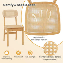 Rattan Dining Chairs Set of 2, Boho Cane Kitchen Chairs, Max Load 300 Lbs - product view 6