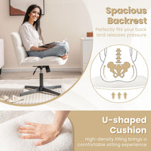 Cross Legged Office Chair, Faux Fur Armless Desk Chair with Wide Seat - product view 6