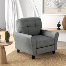 Modern Mid-Century Accent Chair - Linen Living Room Chair with Tufted Back, Grey - product view 8