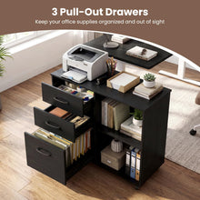 3-Drawer Mobile File Cabinet with Open Storage Shelves - product view 7