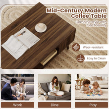 42 Inch Mid Century Modern Coffee Table Rectangular with Open Compartment - product view 7