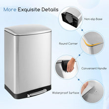 13.2 Gallon/ 50 Liter Trash Can, Stainless Steel Garbage Can with Lock Device & Foot Pedal, Stay Open Trash - product view 7