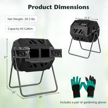Compost Bin, 42-Gal Dual Chamber Composting Tumbler w/2 Sliding Doors, Heavy-Duty Metal Frame - product view 7