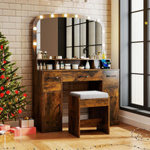 Vanity Desk Makeup Table with Stool 3-Color Lights and Charging Station - product view 7