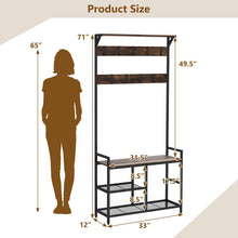 3-in-1 Coat Rack, 71" Hall Tree with Shoe Bench - product view 7