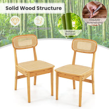 Rattan Dining Chairs Set of 2, Boho Cane Kitchen Chairs, Max Load 300 Lbs - product view 7