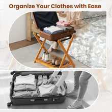 Luggage Rack Set of 2 or 4 Folding Acacia Wooden Suitcase Stand - product view 7