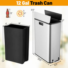 12 Gallon Stainless Steel Trash Can, Kitchen Waste Bin with Soft-Closing Wing Lids & Removable Inner Bucket - product view 7