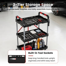 3-Tier Folding Utility Cart w/Swivel Wheels | Tool-Free Assembly - product view 7