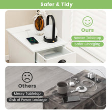 End Table with Charging Station Set of 2, Flip Top Side Table with USB Ports and Outlets, White - product view 7