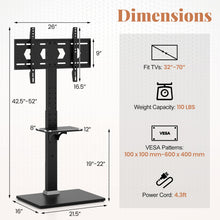 Floor TV Stand with Power Outlet, Universal TV Stand for 32-70 Inch TVs up to 110 lbs, Tilt & Height - product view 7