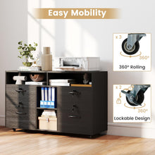 4-Drawer Lateral File Cabinet with Lock & 5 Rolling Wheels (2 Lockable) - product view 7