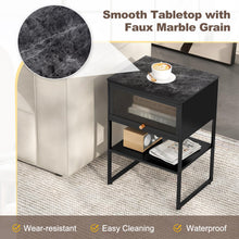 Black Nightstand, Modern End Table with Flip up Door - product view 8