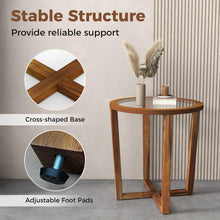 Glass Round End Table, Sofa Side Table with Transparent Tempered Glass Top - product view 7