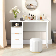 White Desk with Drawers, Modern Home Office Desk Writing Study Desk with Charging Station - product view 7