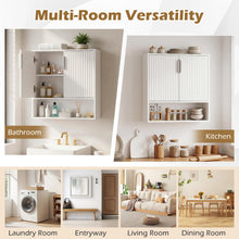 Fluted Bathroom Wall Cabinet | Over-the-Toilet Medicine Cabinet w/ 2 Doors - product view 7