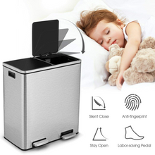 Dual Trash Can, 60 Liter (2x30L)/ 16 Gallon Stainless Steel Step Trash Can - product view 7