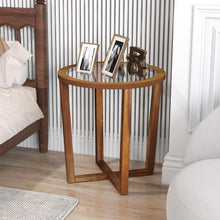 Glass Round End Table, Sofa Side Table with Transparent Tempered Glass Top - product view 8