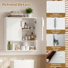 Fluted Bathroom Wall Cabinet | Over-the-Toilet Medicine Cabinet w/ 2 Doors - product view 8