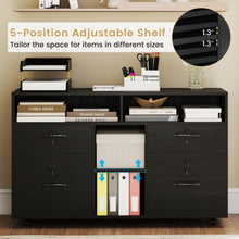 4-Drawer Lateral File Cabinet with Lock & 5 Rolling Wheels (2 Lockable) - product view 8