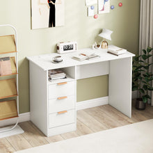 White Desk with Drawers, Modern Home Office Desk Writing Study Desk with Charging Station - product view 8