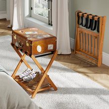 Luggage Rack Set of 2 or 4 Folding Acacia Wooden Suitcase Stand - product view 8