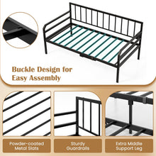Twin Daybed with Trundle, Twin Bed Frame with Charging Station & LED Lights, Metal Trundle Bed Twin w/Steel - product view 8