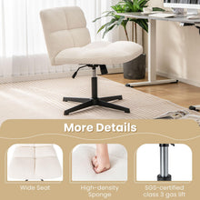 Cross Legged Office Chair, Faux Fur Armless Desk Chair with Wide Seat - product view 8