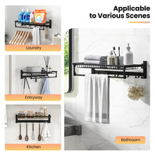 Foldable Towel Rack for Bathroom, Wall Mounted Towel Holder Organizer w/ 1 Basket, 1 Towel Bar & 5 Sliding - product view 8