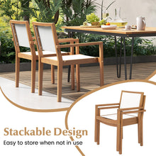 Stackable Outdoor Dining Chair Set, Patio Armchairs w/Acacia Wood Frame, All Weather Fabric, Armrests - product view 8