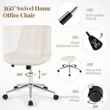 Armless Office Chair, Modern Faux Fur White Vanity Chair with Wheels & Adjustable Height - product view 8