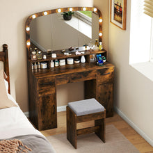 Vanity Desk Makeup Table with Stool 3-Color Lights and Charging Station - product view 8