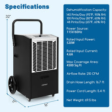163 Pints Commercial Dehumidifier, 4500 Sq.Ft Dehumidifier with Pump & Drain Hose - product view 4