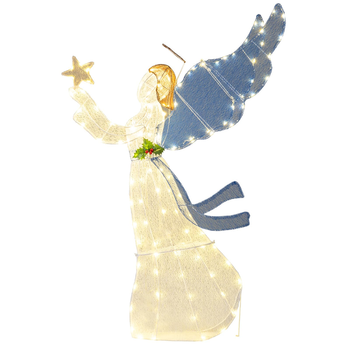 5 Ft Lighted Christmas Angel with Star Halo Spreading Wings - product view 1