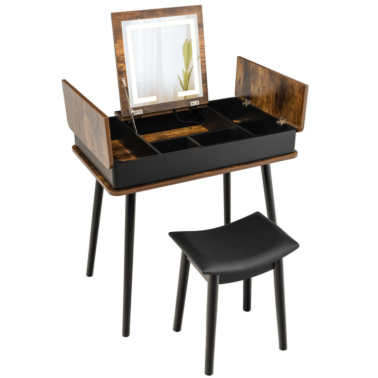 CHARMAID Vanity Desk with 3-Color Lighted Flip Top Mirror, Makeup Dressing Table Set Writing Desk with - product view 1